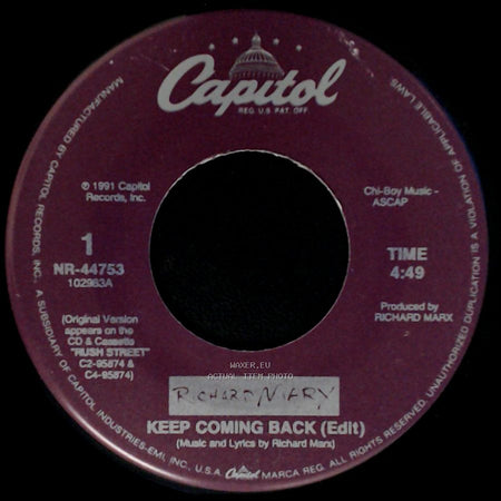 Richard Marx - I Get No Sleep / Keep Coming Back (Edit) side B