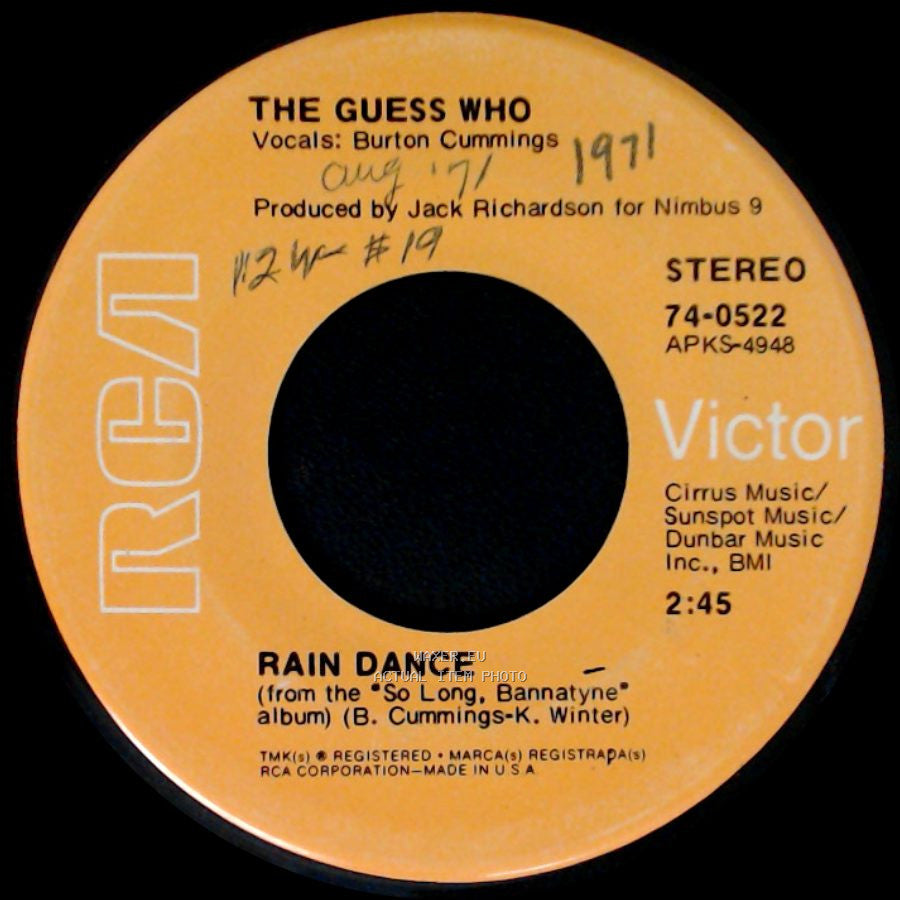 The Guess Who - Rain Dance / One Divided side A