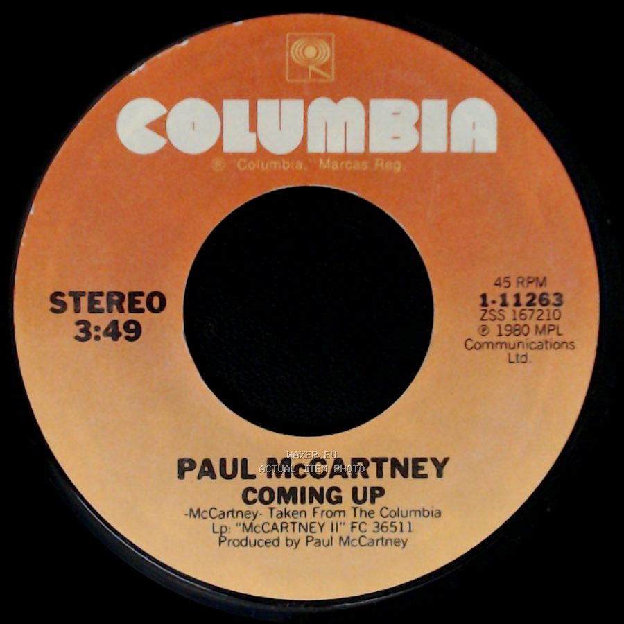 Paul Mccartney / Paul Mccartney & Wings - Coming Up / Coming Up (Live At Glasgow) / Lunch Box/Odd Sox side A