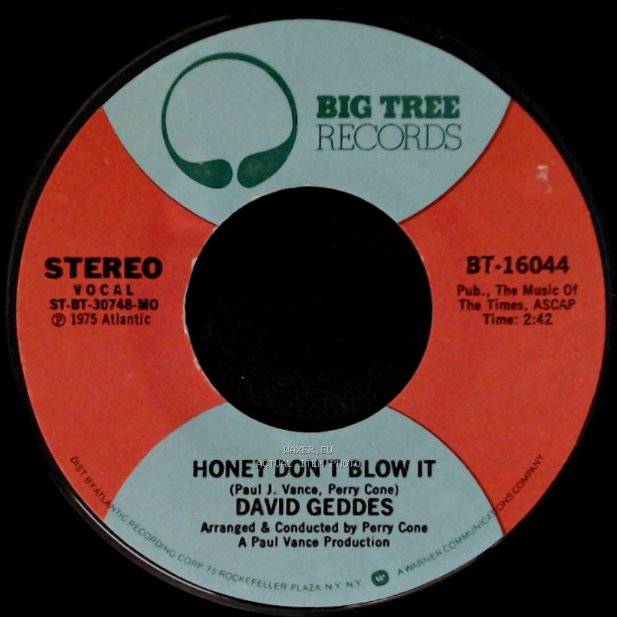 David Geddes - Run Joey Run / Honey Don't Blow It side B
