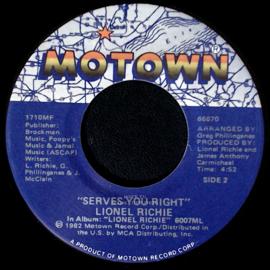 Lionel Richie - Running With The Night / Serves You Right side B