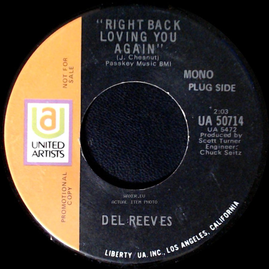 Del Reeves - Right Back Loving You Again / Gardenia Brown side A