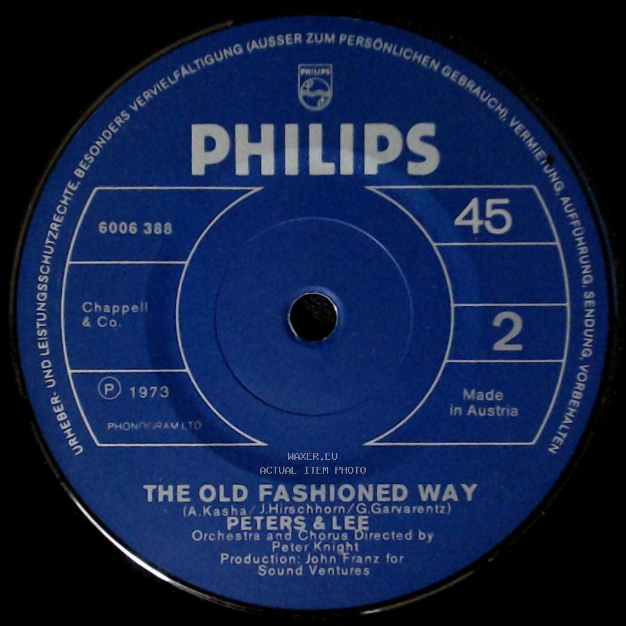 Peters And Lee / Peters & Lee - Don't Stay Away Too Long / The Old Fashioned Way side B
