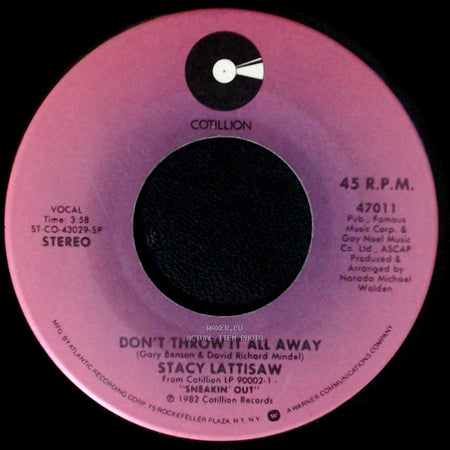 Stacy Lattisaw - Down For You / Don't Throw It All Away side B