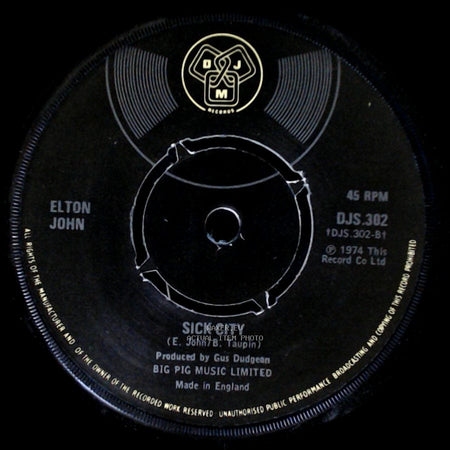 Elton John - Don't Let The Sun Go Down On Me / Sick City side B
