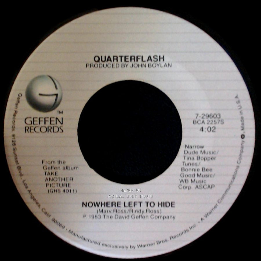Quarterflash - Nowhere Left To Hide / Take Me To Heart side A
