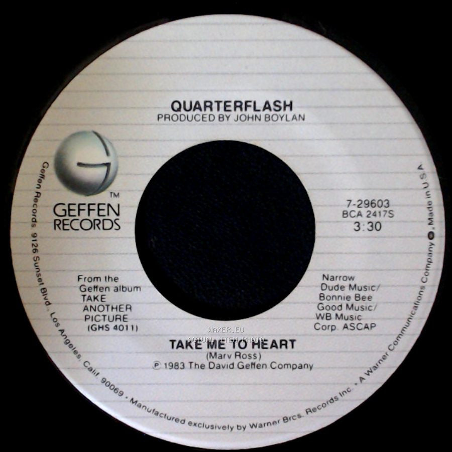 Quarterflash - Nowhere Left To Hide / Take Me To Heart side B