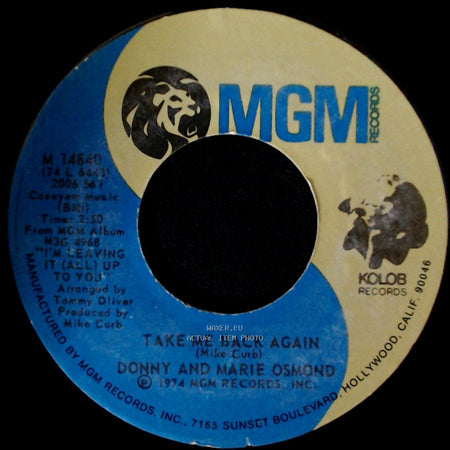 Donny And Marie Osmond - Deep Purple / Take Me Back Again side B