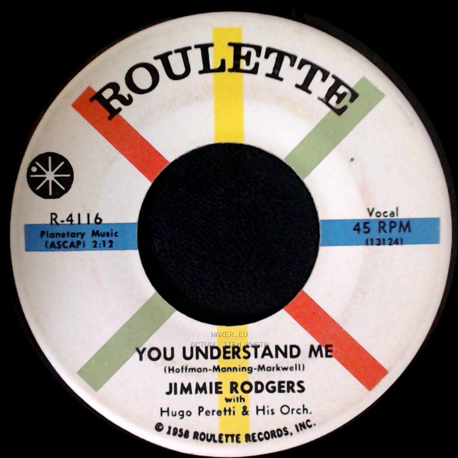 Jimmie Rodgers With Hugo Peretti & His Orch. / Jimmie Rodgers - You Understand Me / Bimbombey side A