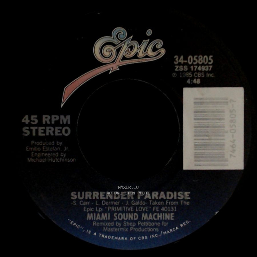 Miami Sound Machine - Bad Boy / Surrender Paradise side B