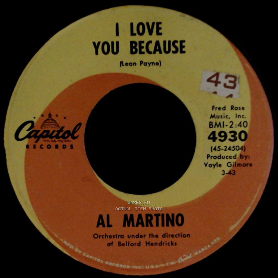 Al Martino - Merry-Go-Round / I Love You Because side B