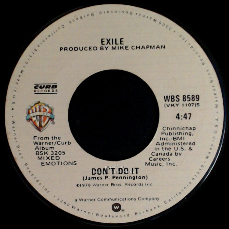 Exile - Kiss You All Over (Edit) / Don't Do It side B