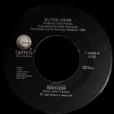 Elton John - Nikita / Restless side B