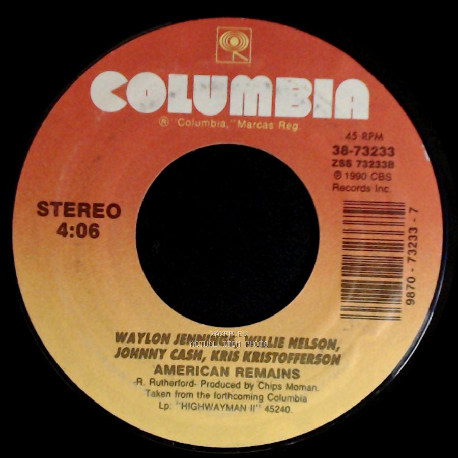 Waylon Jennings, Willie Nelson, Johnny Cash, Kris Kristofferson - Silver Stallion / American Remains side B