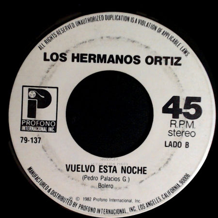 Los Hermanos Ortiz - La Novia Del Pajarillo / Vuelvo Esta Noche side B