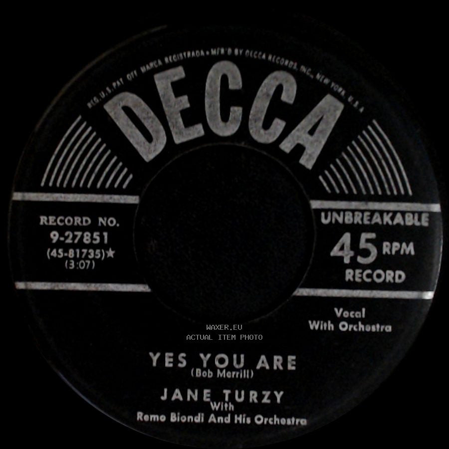 Jane Turzy - I Like It / Yes You Are side B