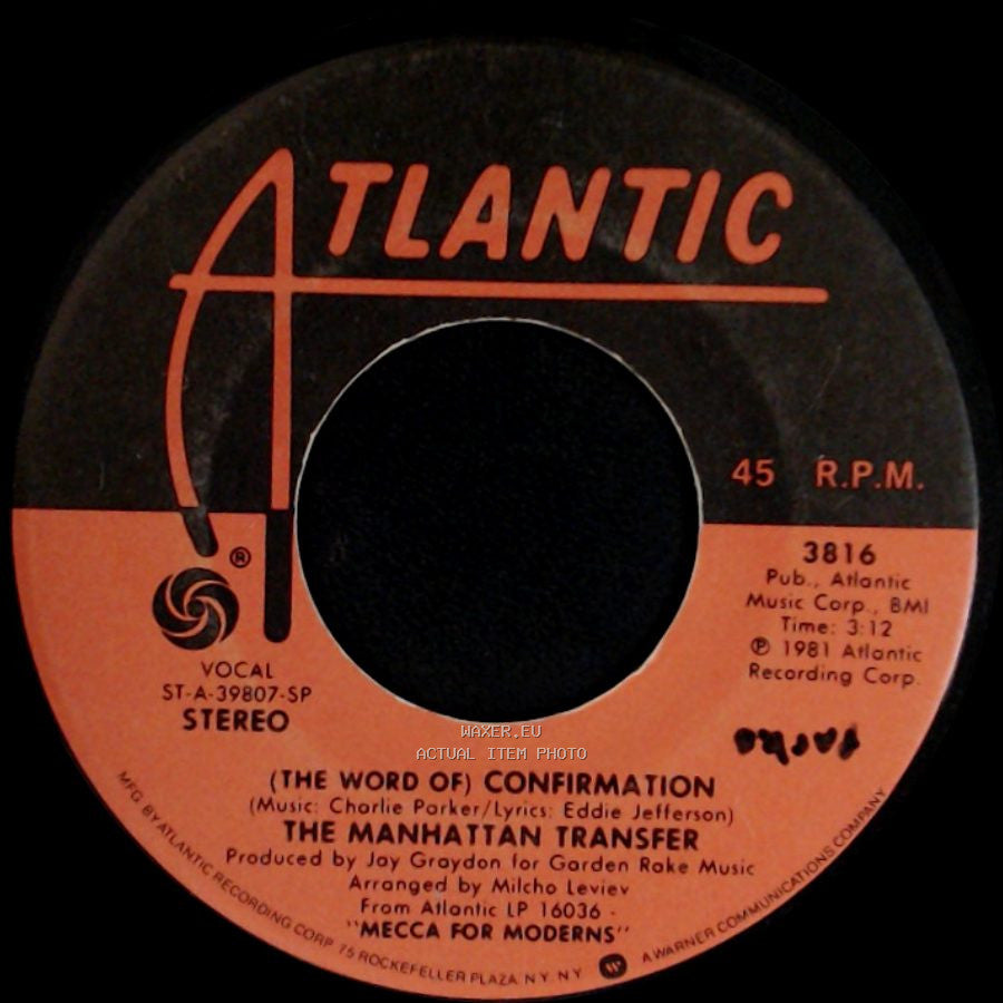 The Manhattan Transfer - Boy From New York City / (The Word Of) Confirmation side B