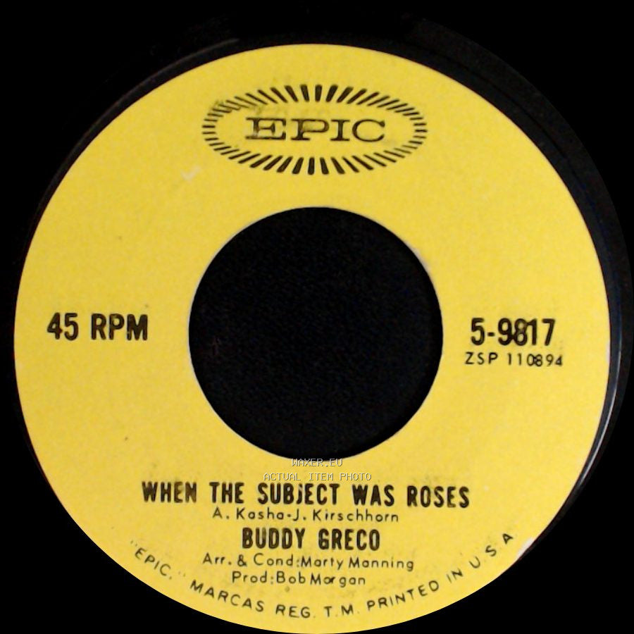 Buddy Greco - When The Subject Was Roses / I Can't Begin To Tell You side A