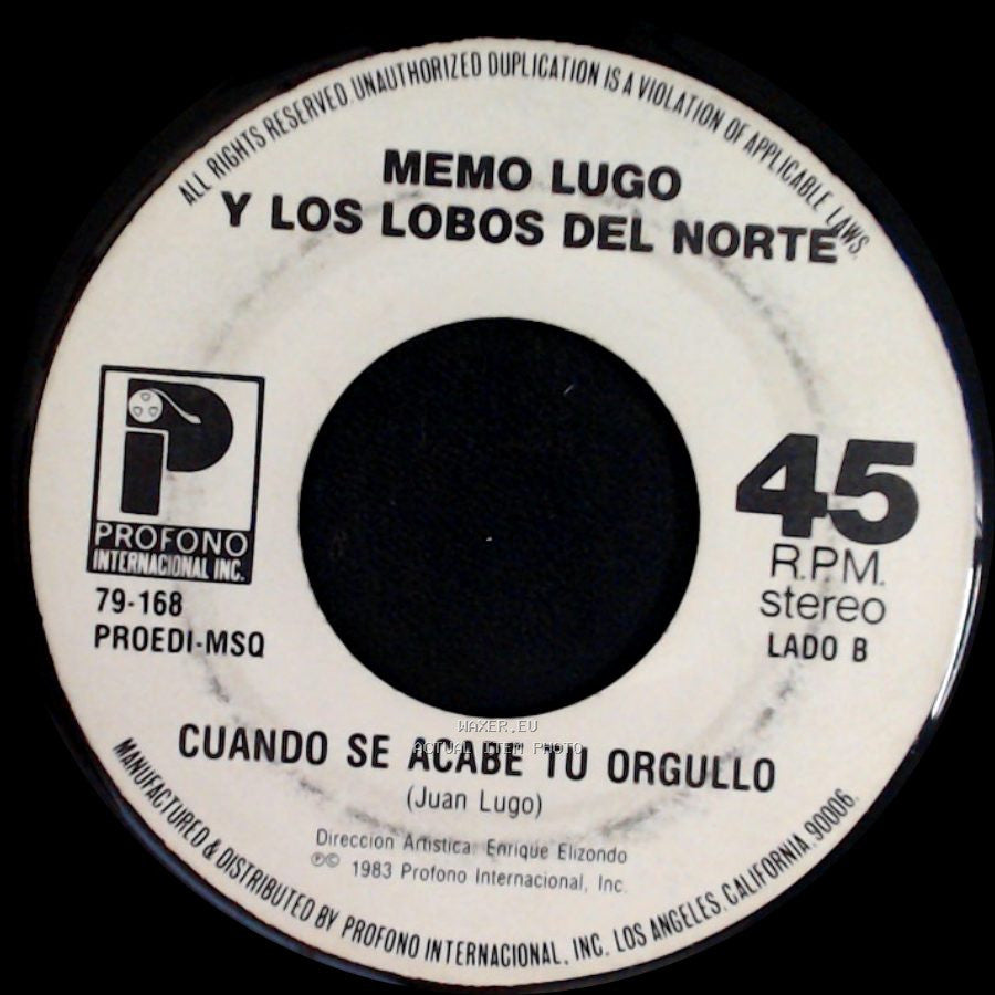 Memo Lugo Y Los Lobos Del Norte - A Cada Instante / Cuando Se Acabe Tu Orgullo side B