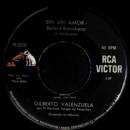 Gilberto Valenzuela - Sin Un Amor - Bolero Ranchero / Señora De La Noche side A