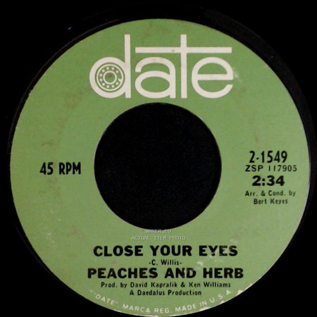 Peaches And Herb - I Will Watch Over You / Close Your Eyes side B
