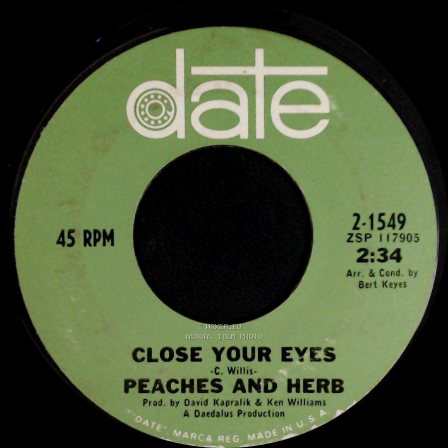 Peaches And Herb - I Will Watch Over You / Close Your Eyes side B