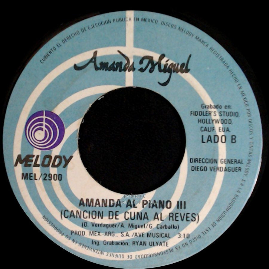 Amanda Miguel - Dudas / Amanda Al Piano Iii (Cancion De Cuna Al Reves) side B