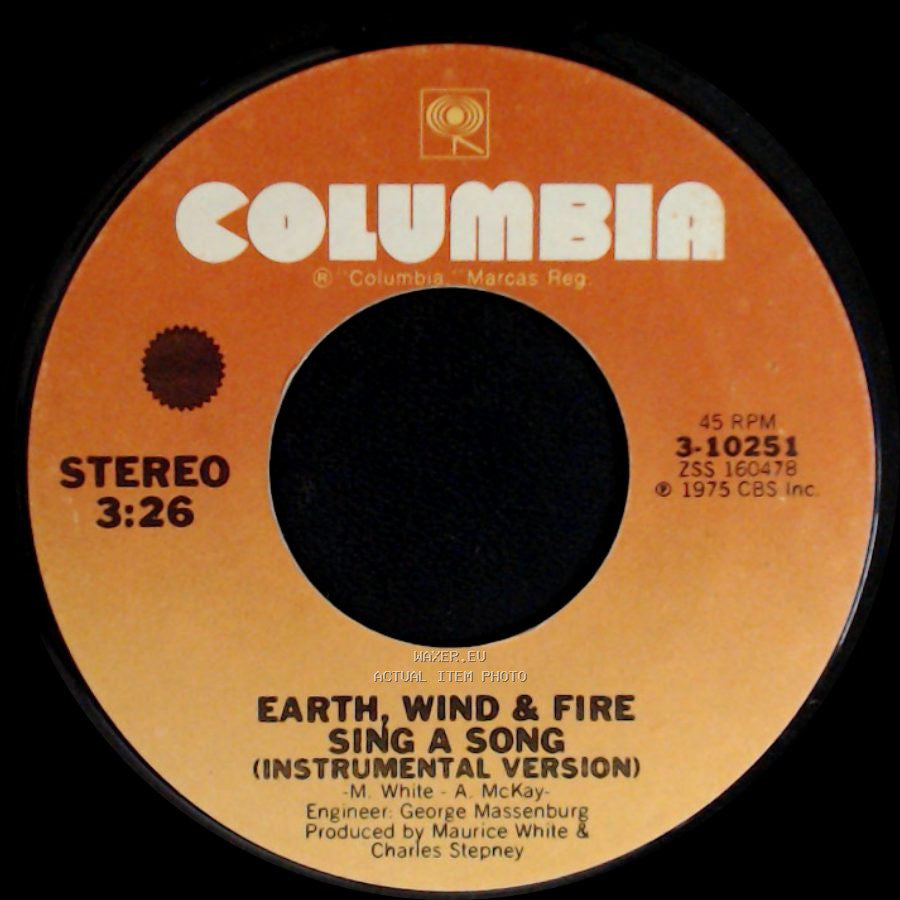 Earth, Wind & Fire - Sing A Song / Sing A Song (Instrumental Version) side B