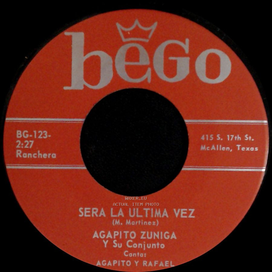 Agapito Zuniga Y Su Conjunto - Mi Cafetal / Sera La Ultima Vez side B