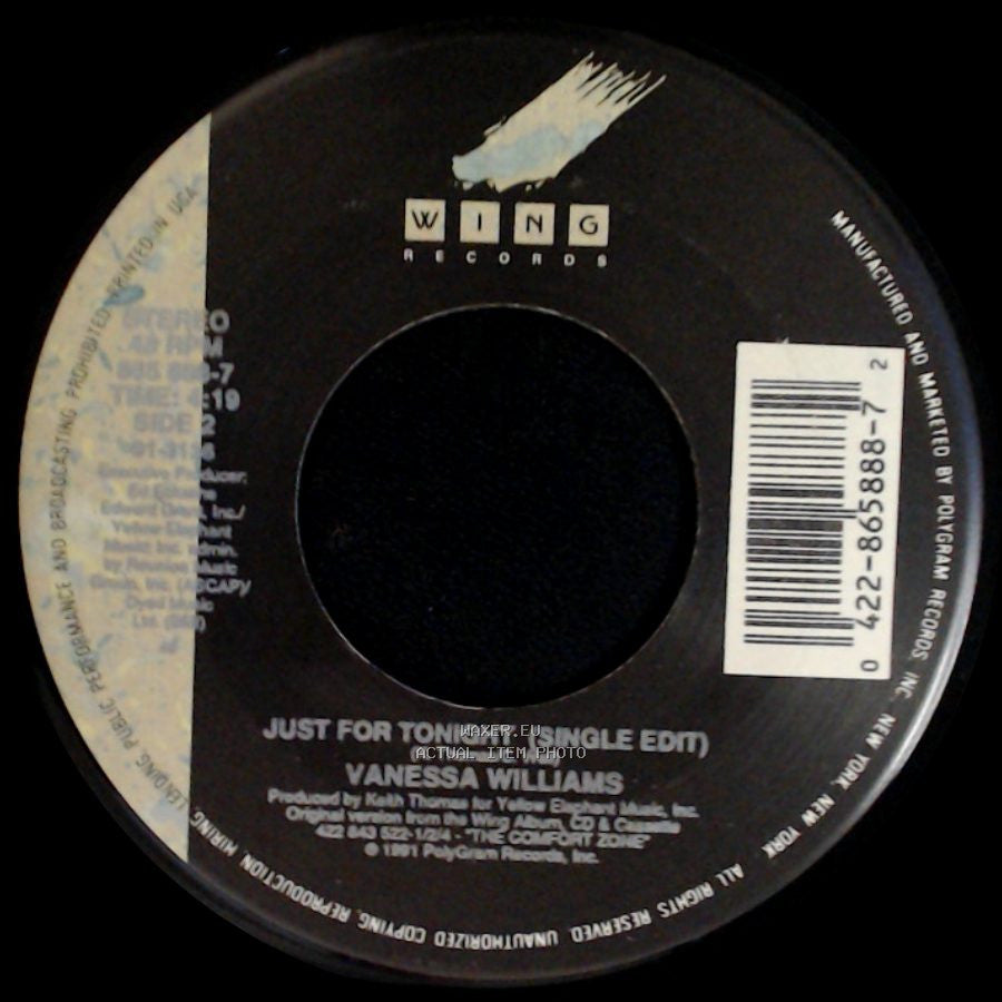 Vanessa Williams - Just For Tonight (Single Edit) / Just For Tonight (Single Edit) side A