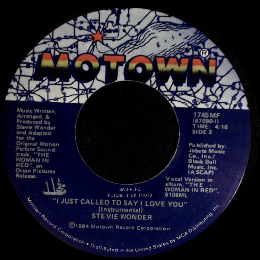 Stevie Wonder - I Just Called To Say I Love You / I Just Called To Say I Love You (Instrumental) side B