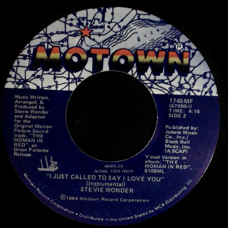Stevie Wonder - I Just Called To Say I Love You / I Just Called To Say I Love You (Instrumental) side B