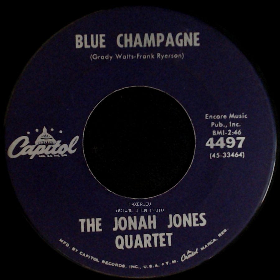 The Jonah Jones Quartet - I Ain't Down Yet / Blue Champagne side B