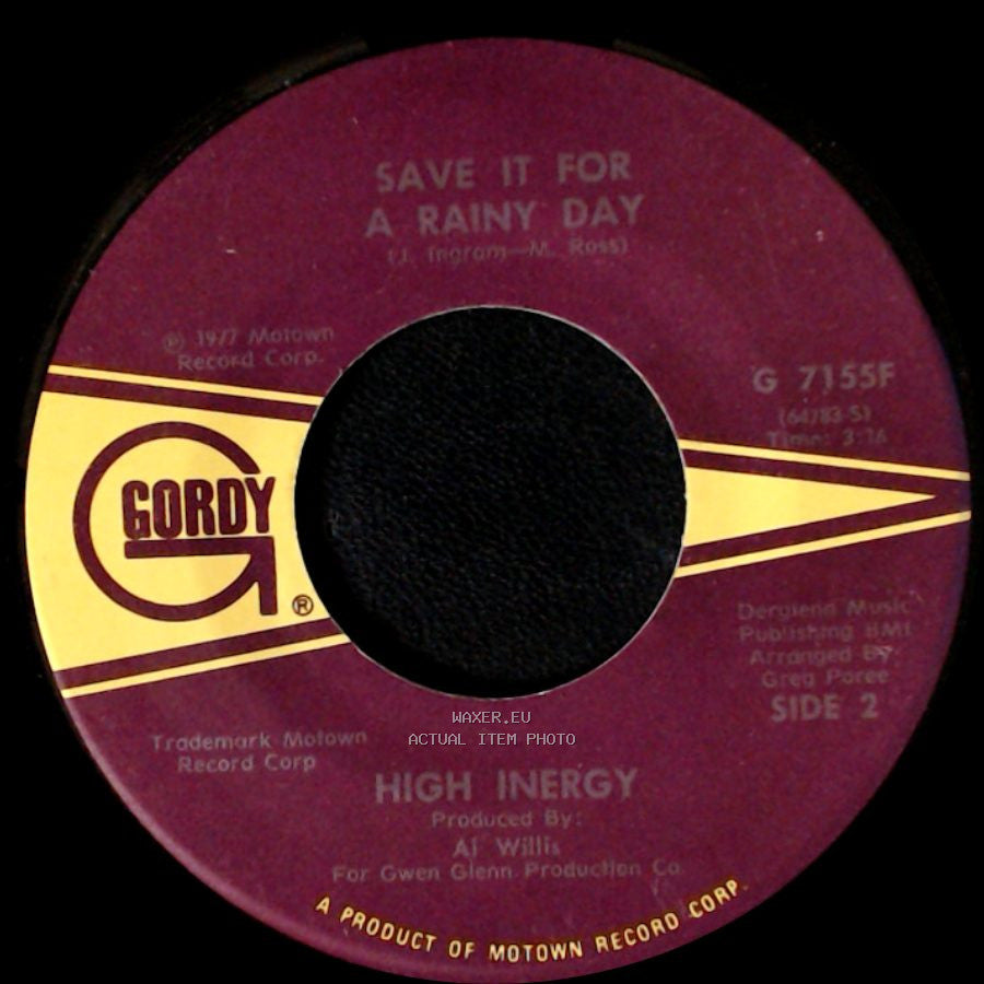 High Inergy - You Can't Turn Me Off (In The Middle Of Turning Me On) / Save It For A Rainy Day side B