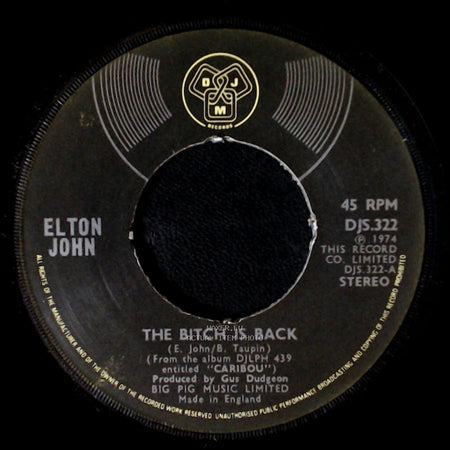 Elton John - Cold Highway / The Bitch Is Back side B