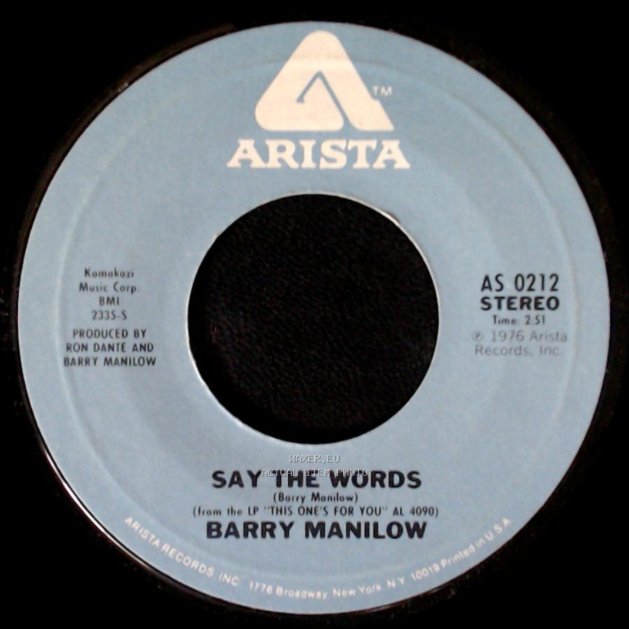 Barry Manilow - Weekend In New England / Say The Words side B