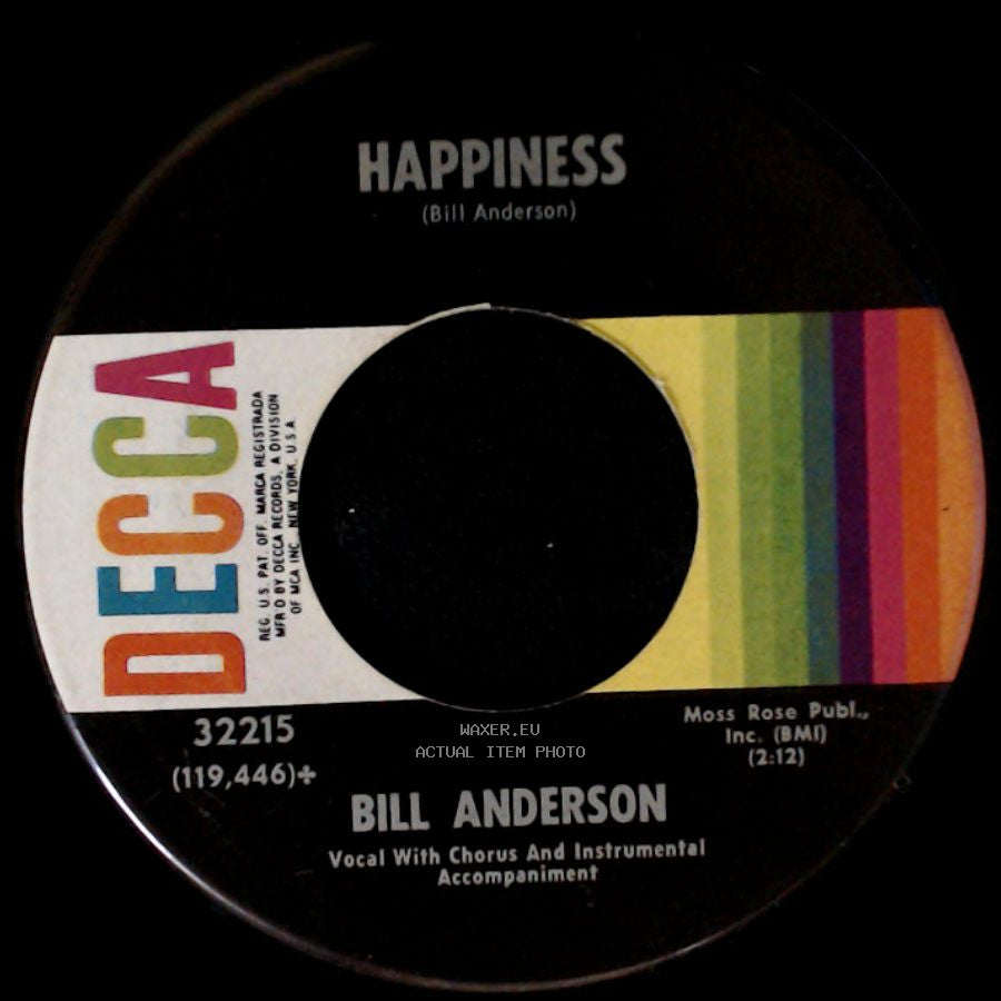 Bill Anderson - Happiness / Stranger On The Run side A