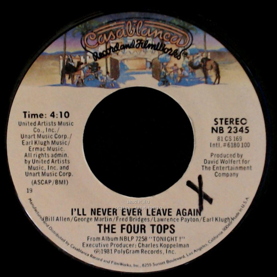 The Four Tops - I'll Never Ever Leave Again / Tonight I'm Gonna Love You All Over side A
