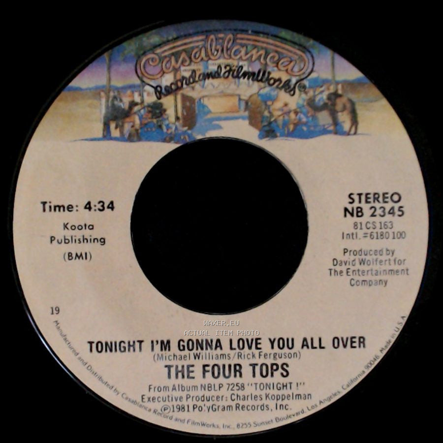 The Four Tops - I'll Never Ever Leave Again / Tonight I'm Gonna Love You All Over side B