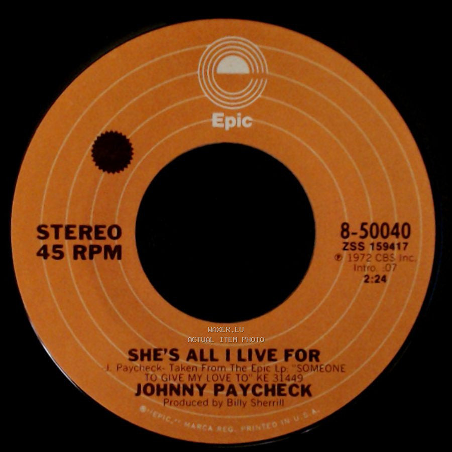 Johnny Paycheck - For A Minute There / She's All I Live For side B