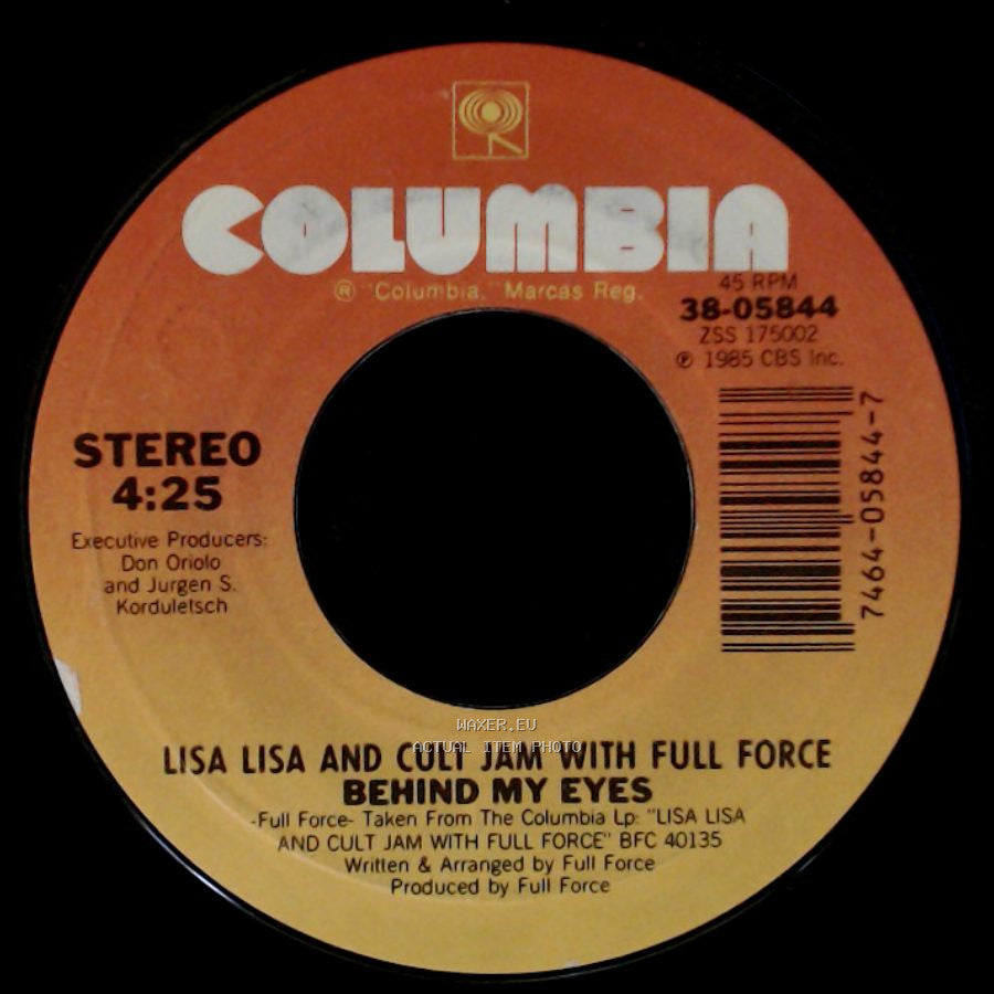 Lisa Lisa And Cult Jam With Full Force Featuring Paul Anthony & Bow Legged Lou / Lisa Lisa And Cult Jam With Full Force - All Cried Out / Behind My Eyes side B