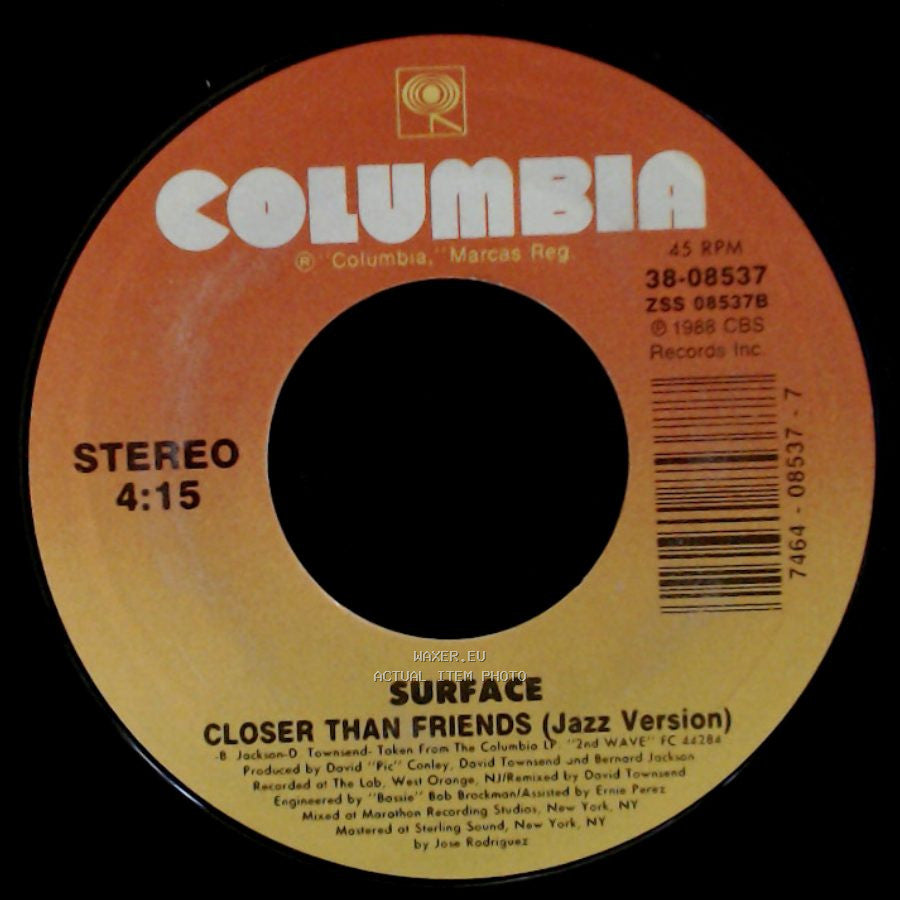Surface - Closer Than Friends (Jazz Version) / Closer Than Friends side A