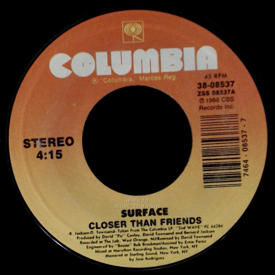 Surface - Closer Than Friends (Jazz Version) / Closer Than Friends side B