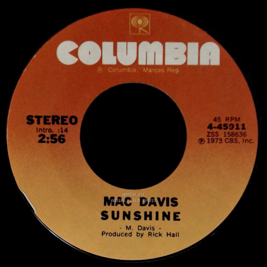 Mac Davis - Sunshine / Kiss It And Make It Better side A