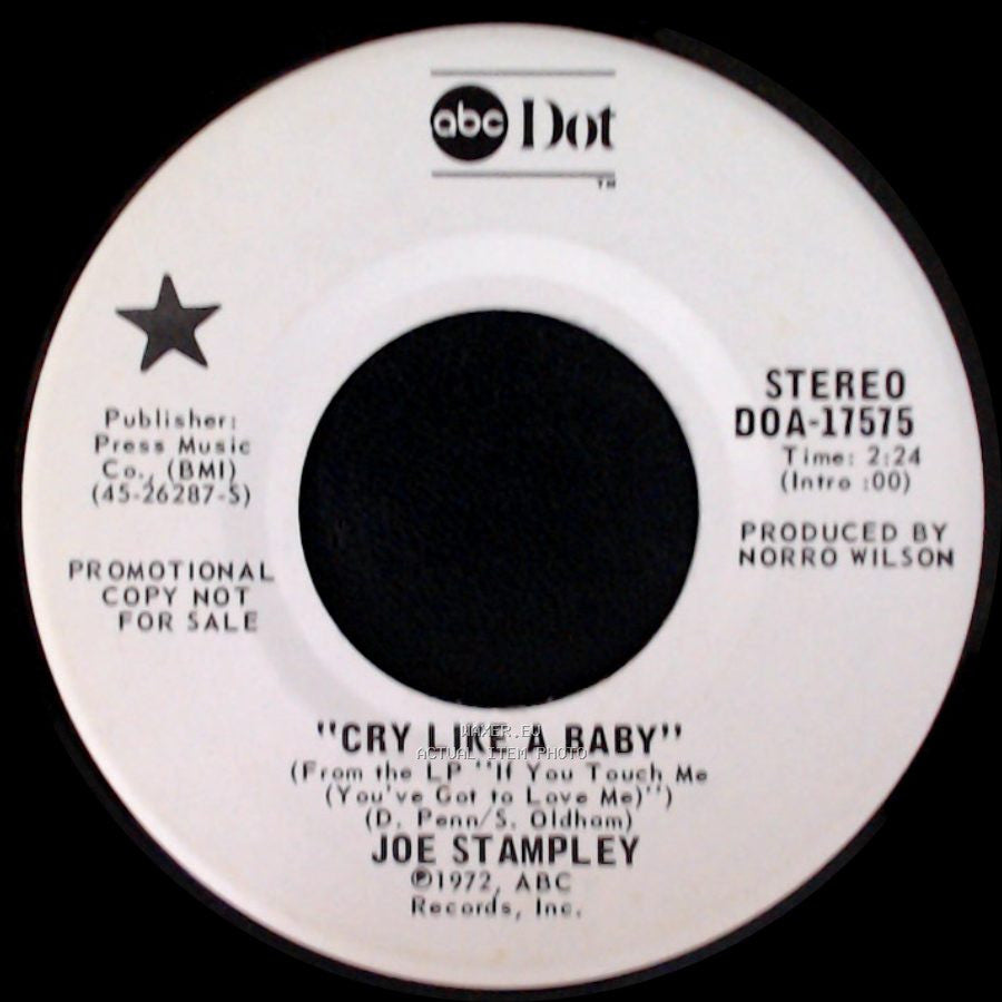 Joe Stampley - Cry Like A Baby / Cry Like A Baby side B