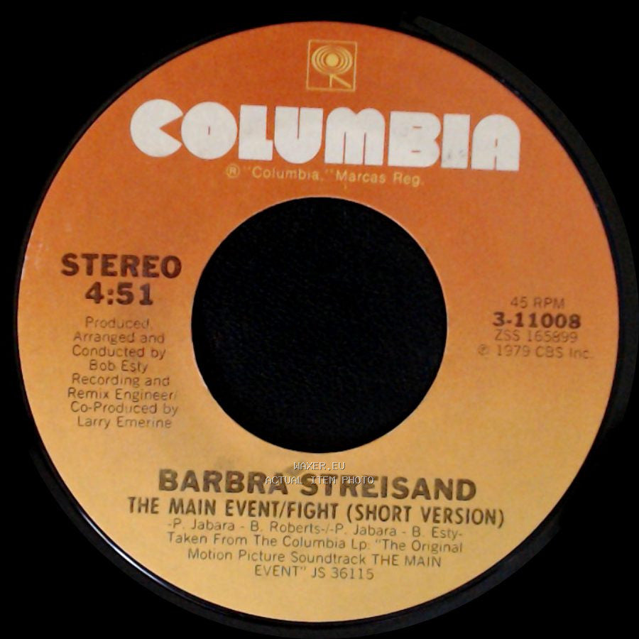 Barbra Streisand - The Main Event/Fight (Instrumental) / The Main Event/Fight (Short Version) side B