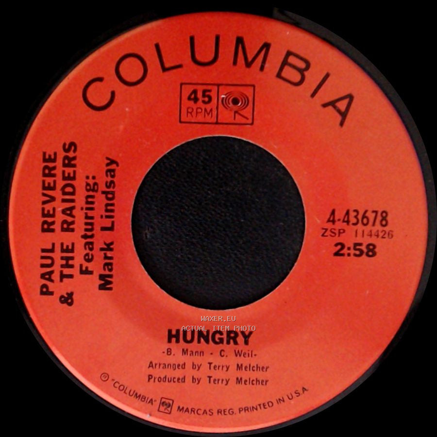Paul Revere & The Raiders Featuring: Mark Lindsay / Paul Revere & The Raiders - Hungry / There She Goes side A