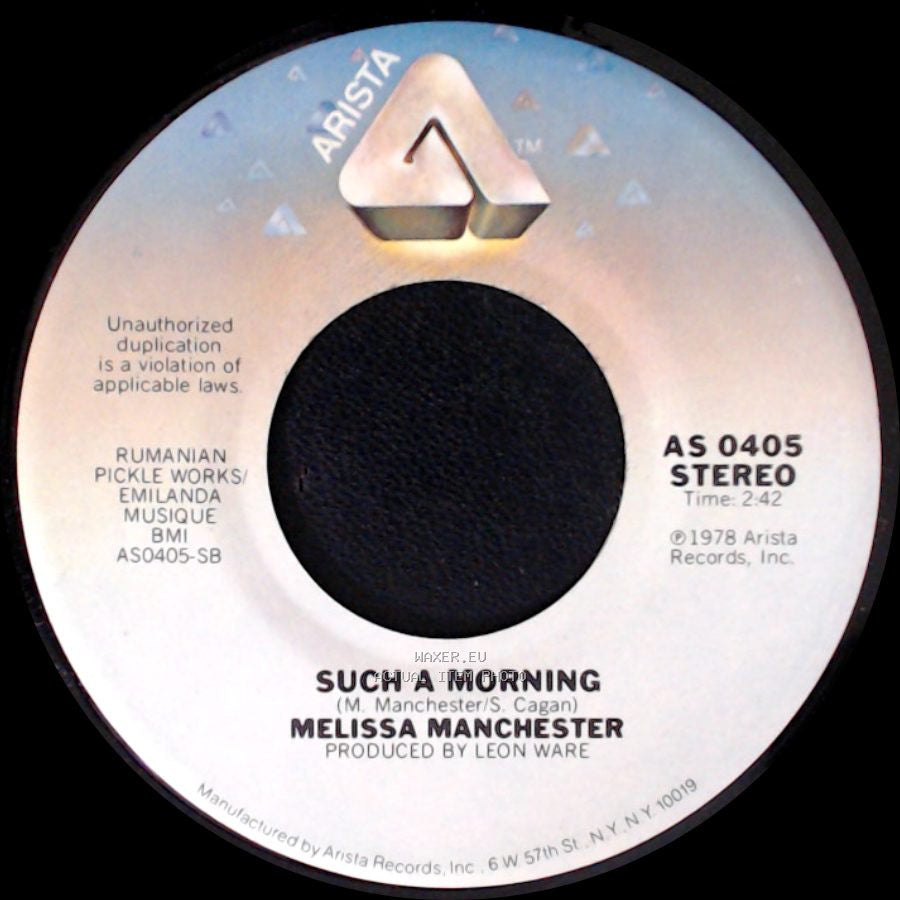 Melissa Manchester - Such A Morning / Theme From Ice Castles (Through The Eyes Of Love) side A