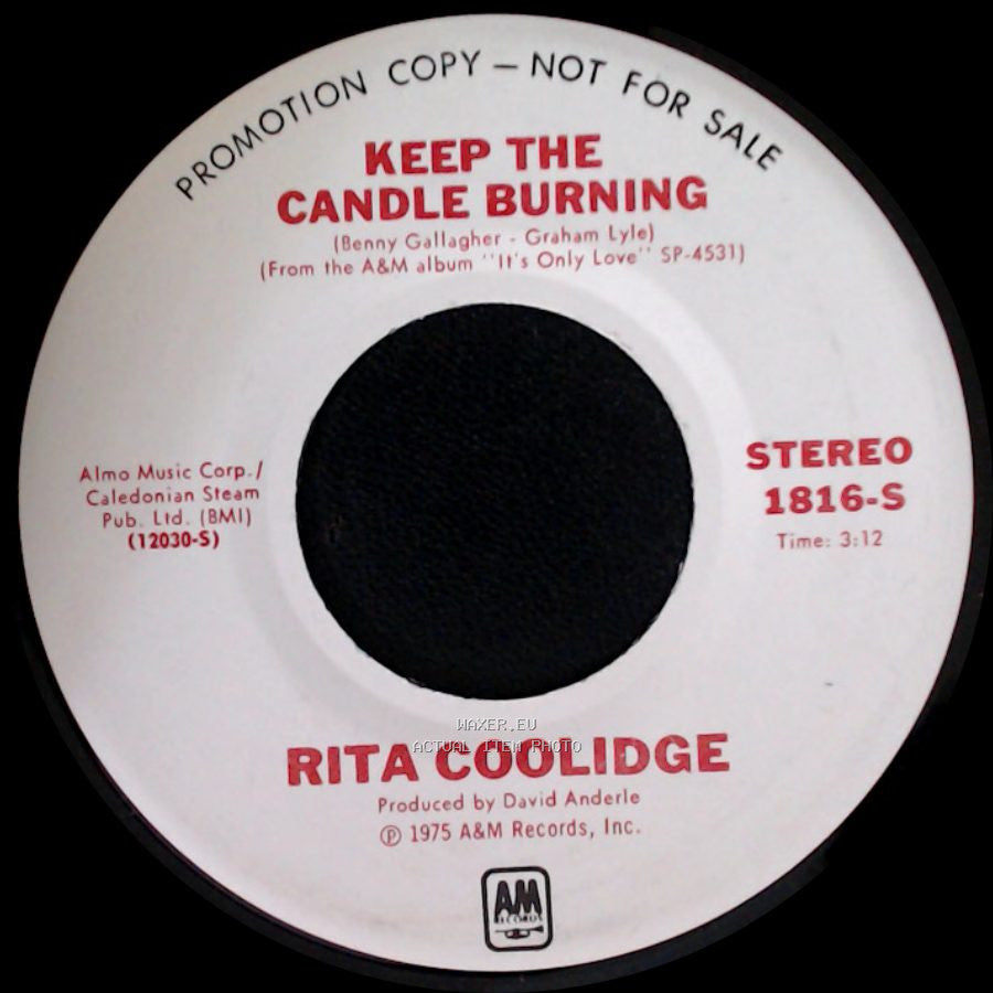 Rita Coolidge - Keep The Candle Burning / Keep The Candle Burning side B