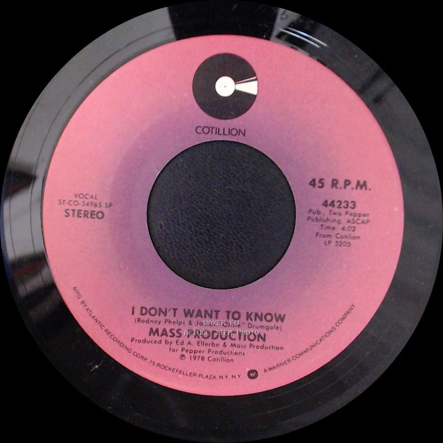 Mass Production - Just Wanna Make A Dream Come True (Mass In F Minor) / I Don't Want To Know side B
